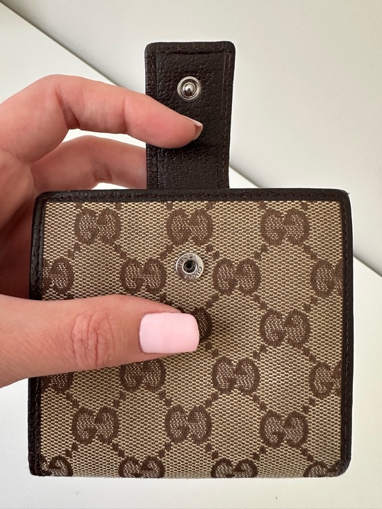 Gucci Handbags - Gucci GG Supreme Canvas Snap Wallet in Brown and Tan